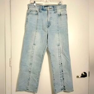 Lucky Brand (Size 14/32) Light Wash Retro Boho Chic Snap Button Crop Pants (NWT)